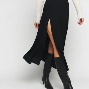 Reformation Black midi Skirt